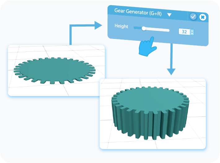 Customize Height for Gear generator with slider or text-box